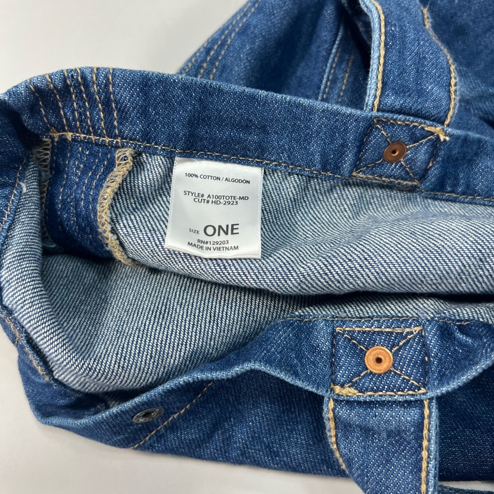 Denim Tote Bag, Large Size, Hidden Los Angeles Jeans Y2K Inspo - Picture 4 of 6